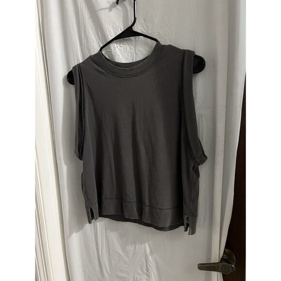 Free People Movement Gray Cropped Muscle Tee Sz Xs - Picture 1 of 8
